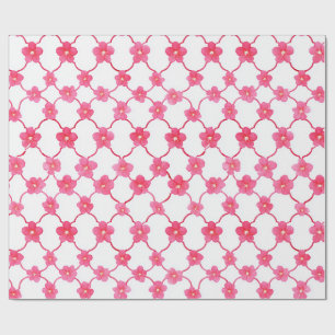 Preppy Chic Ditsy Pink flowers Wrapping Paper