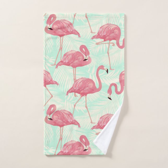 Preppy Chic Elegant Pink Flamingo Motif (Serviette à main)