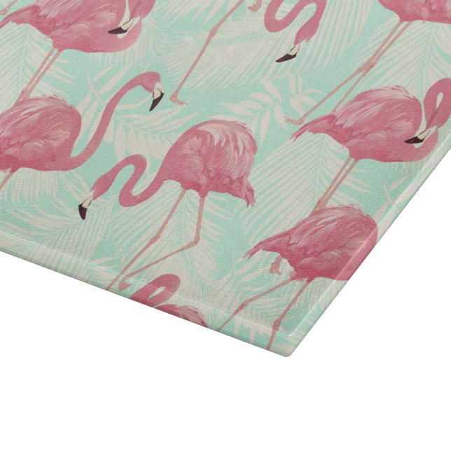Preppy Chic Elegant Pink Flamingo Pattern Cutting Board (Corner)