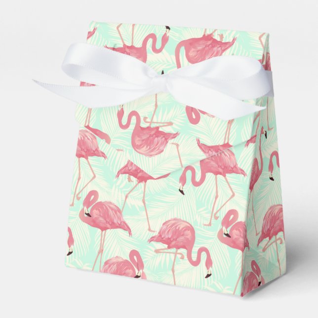 Preppy Chic Elegant Pink Flamingo Pattern Favor Box (Front Side)