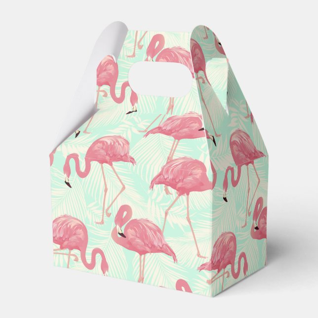 Preppy Chic Elegant Pink Flamingo Pattern Favor Box (Front Side)