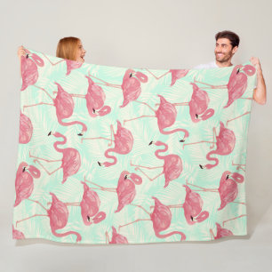 Preppy Chic Elegant Pink Flamingo Pattern Fleece Blanket