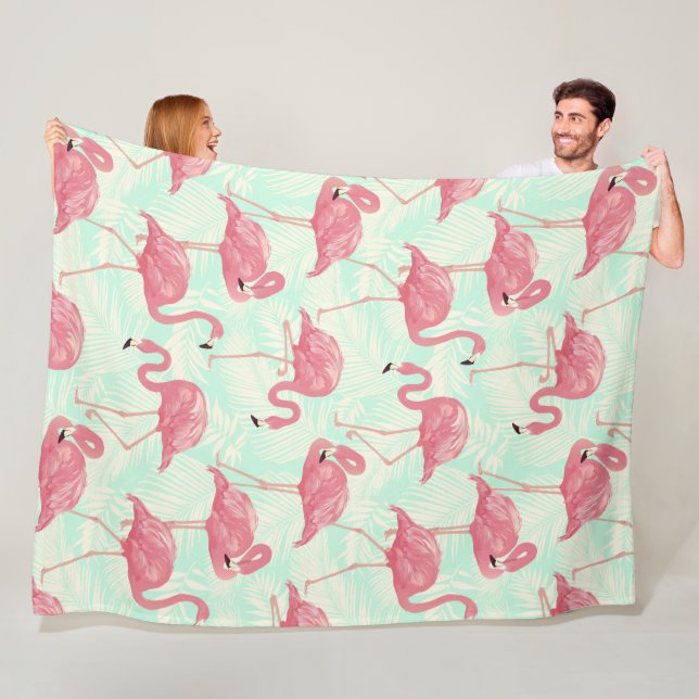 Preppy Chic Elegant Pink Flamingo Pattern Fleece Blanket (In Situ)