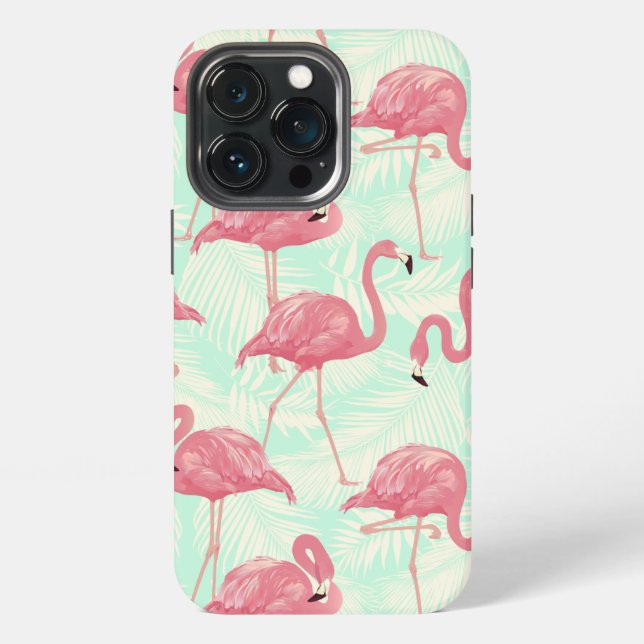 Preppy Chic Elegant Pink Flamingo Pattern iPhone Case (Back)