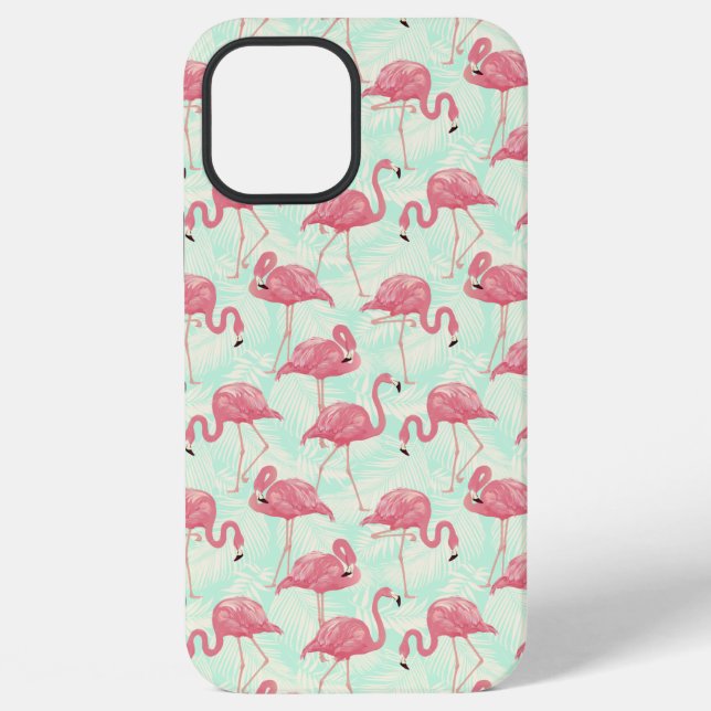 Preppy Chic Elegant Pink Flamingo Pattern iPhone Case (Back)