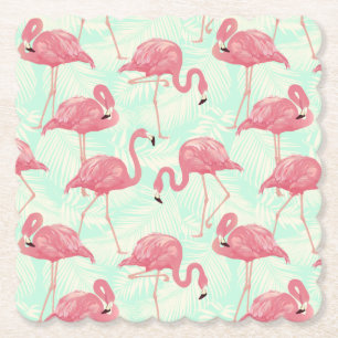 Preppy Chic Elegant Pink Flamingo Pattern Paper Coaster