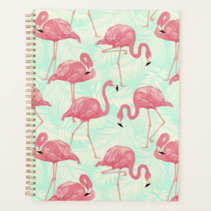 Preppy Chic Elegant Pink Flamingo Pattern Planner