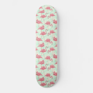 Preppy Chic Elegant Pink Flamingo Pattern Skateboard
