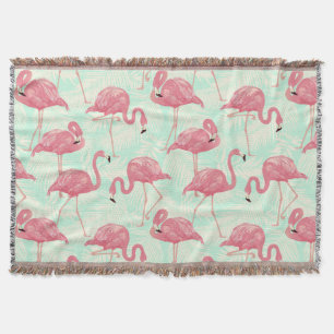 Preppy Chic Elegant Pink Flamingo Pattern Throw Blanket