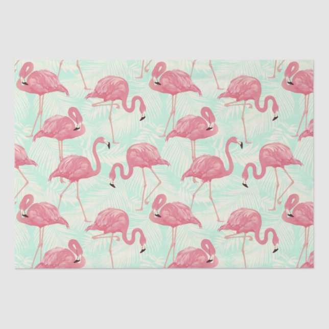 Preppy Chic Elegant Pink Flamingo Pattern Tissue Paper (Front)