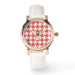 Preppy Chic Houndstooth Watermelon Monogram Watch