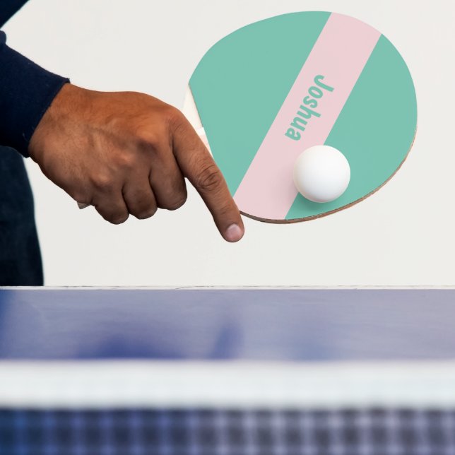 Preppy Chic Pink and Green Personalized Name Ping Pong Paddle (Insitu)