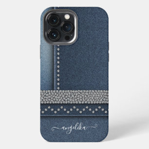 Preppy Chic Stylish Denim iPhone 13 Pro Max Case