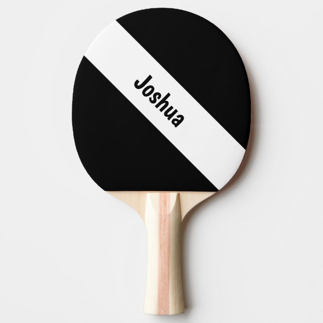Preppy Chic White and Black Personalized Name Ping Pong Paddle (Front)