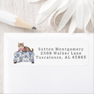 Preppy Chinoiserie Cat Ottoman Address