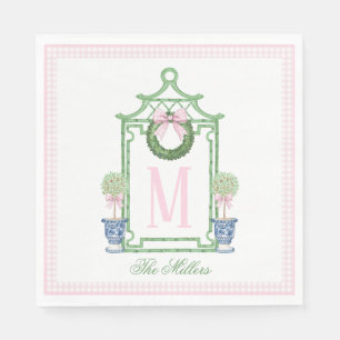 Preppy Chinoiserie Christmas Pagoda Monogram  Napkin