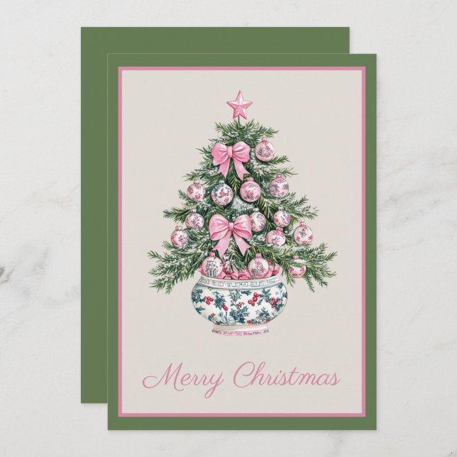 Preppy Chinoiserie Christmas Tree Gift Card Holder (Front/Back)