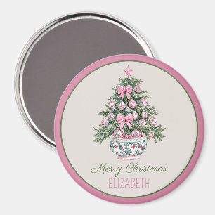 Preppy Chinoiserie Christmas Tree Personalized Magnet