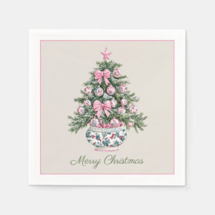 Preppy Chinoiserie Christmas Tree Personalized Napkin