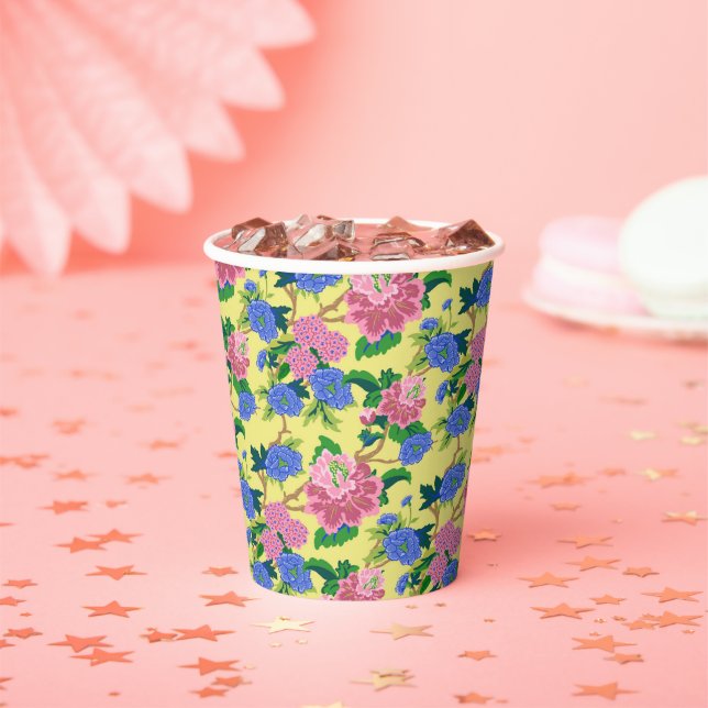 Preppy Chinoiserie Floral Paper Cups (Insitu)