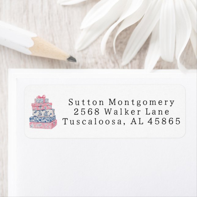 Preppy Chinoiserie Grandmilennial Gift Address (En situation)