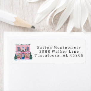 Preppy Chinoiserie Pink Christmas Village Address