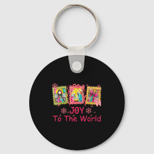 Preppy Christian Christmas Joy Coquette Jesus Nati Keychain