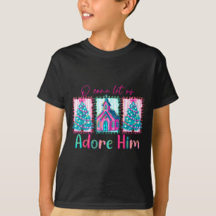 Preppy Christian Retro Christmas Oh Come Let Us Ad T-Shirt
