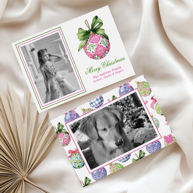 Preppy Christmas Baubles Ornaments Photo Holiday (Creator Uploaded)