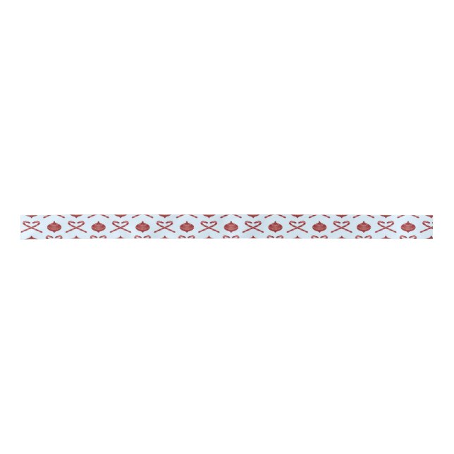 Preppy Christmas Candy Cane Bows Satin Ribbon (Front)