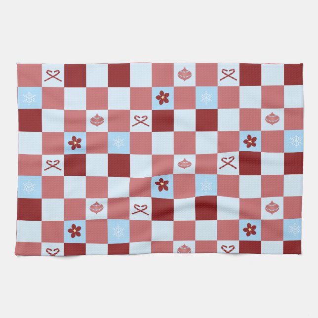 Preppy Christmas Check Kitchen Towel (Horizontal)