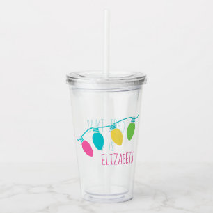 Preppy Christmas Lights Personalized Acrylic Tumbler