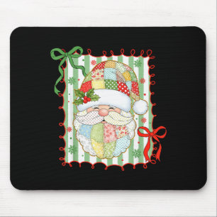 Preppy Christmas Santa Claus Patchwork Xmas Women  Mouse Pad