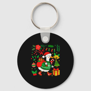 Preppy Christmas Santa Gooses Bow Xmas Tree Funny  Keychain