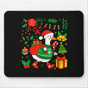 Preppy Christmas Santa Gooses Bow Xmas Tree Funny  Mouse Pad
