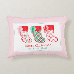 Preppy Christmas Stockings Christmas Accent Pillow