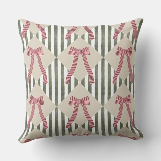 Preppy Christmas Throw Pillow (Back)