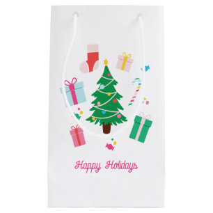 Preppy Christmas Tree Gift Candy Stocking Small Gift Bag