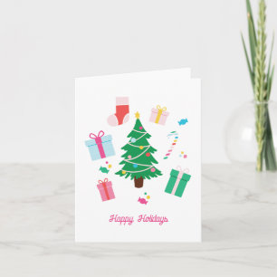 Preppy Christmas Tree Happy Holidays Card