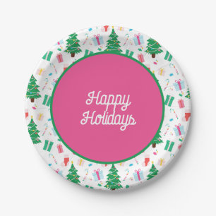 Preppy Christmas Tree Holiday  Paper Plate