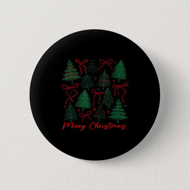 Preppy Christmas Tree Merry Xmas Girly Coquette Ki 2 Inch Round Button (Front)