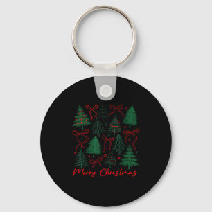 Preppy Christmas Tree Merry Xmas Girly Coquette Ki Keychain
