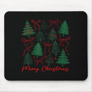 Preppy Christmas Tree Merry Xmas Girly Coquette Ki Mouse Pad