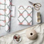 Preppy Christmas Trellis with Little Red Bows Wrapping Paper<br><div class="desc">This fun preppy design features a green diamond garden trellis with red berries and red ribbon bows at the intersections.</div>