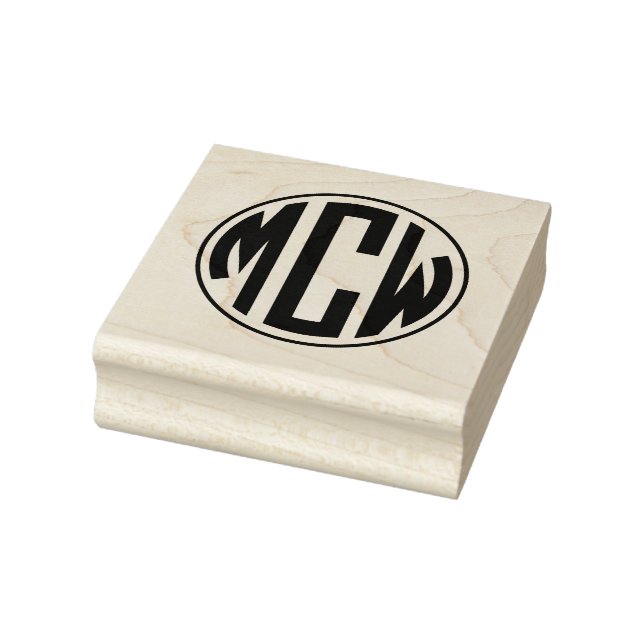 Preppy Circle Monogram 3 Initial 1X Framed Rubber Stamp (Stamp)