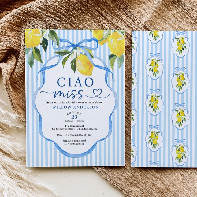 Preppy Citrus Ciao Miss Bridal Shower Invitation (Creator Uploaded)