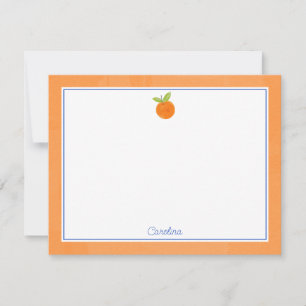 Preppy Citrus Fruit Orange & Blue Note Card