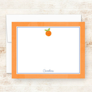 Preppy Citrus Fruit Orange & Blue Note Card
