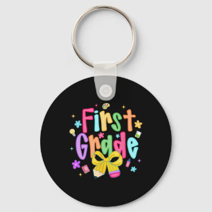 Preppy Ck To School 1st Grade Coquette Bow Girls K Keychain