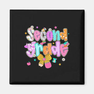 Preppy Ck To School 2nd Grade Coquette Bow Girls K Magnet